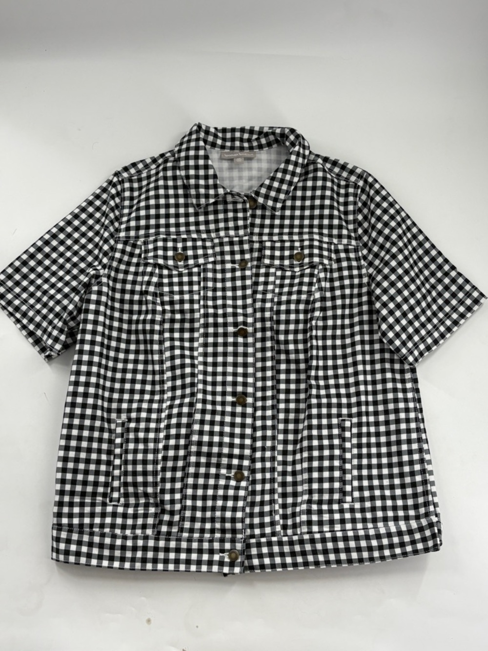 Woman Within Black and White Gingham Jean Jacket - Picture 4 of 6